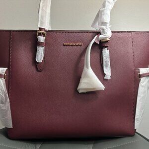 Michael Kors Large Saffiano Leather Tote Bag Oxblood MSRP $558